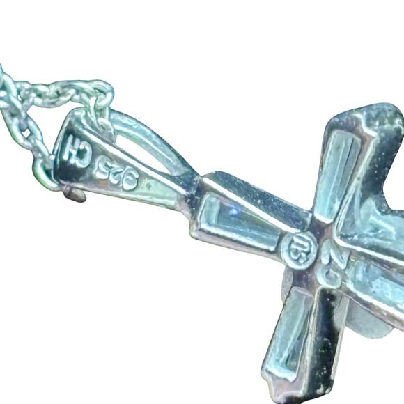 Sterling Silver 925 Dove on Crucifix Cross Pendant Necklace Christian Religion - Picture 4 of 5